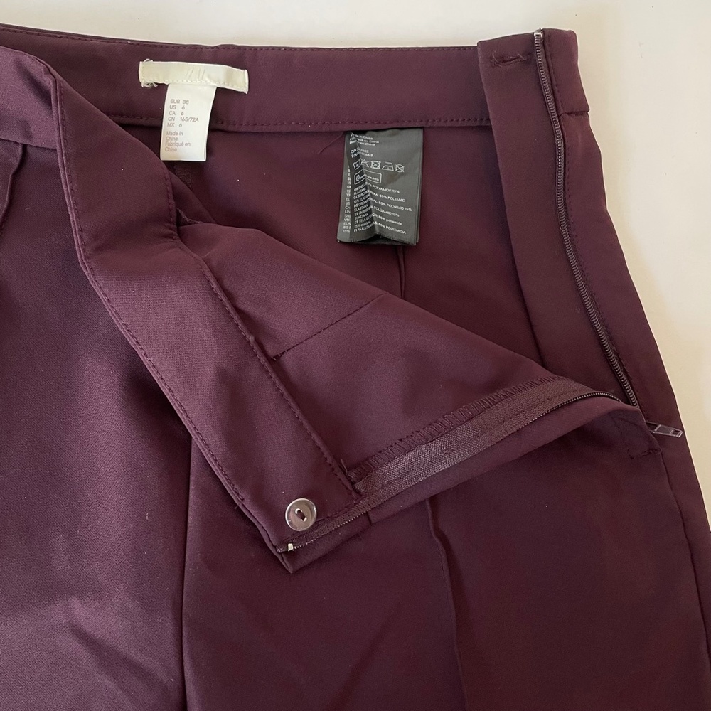 H&M 32" Length Pants Dark Burgundy Side Zip - Picture 5 of 10